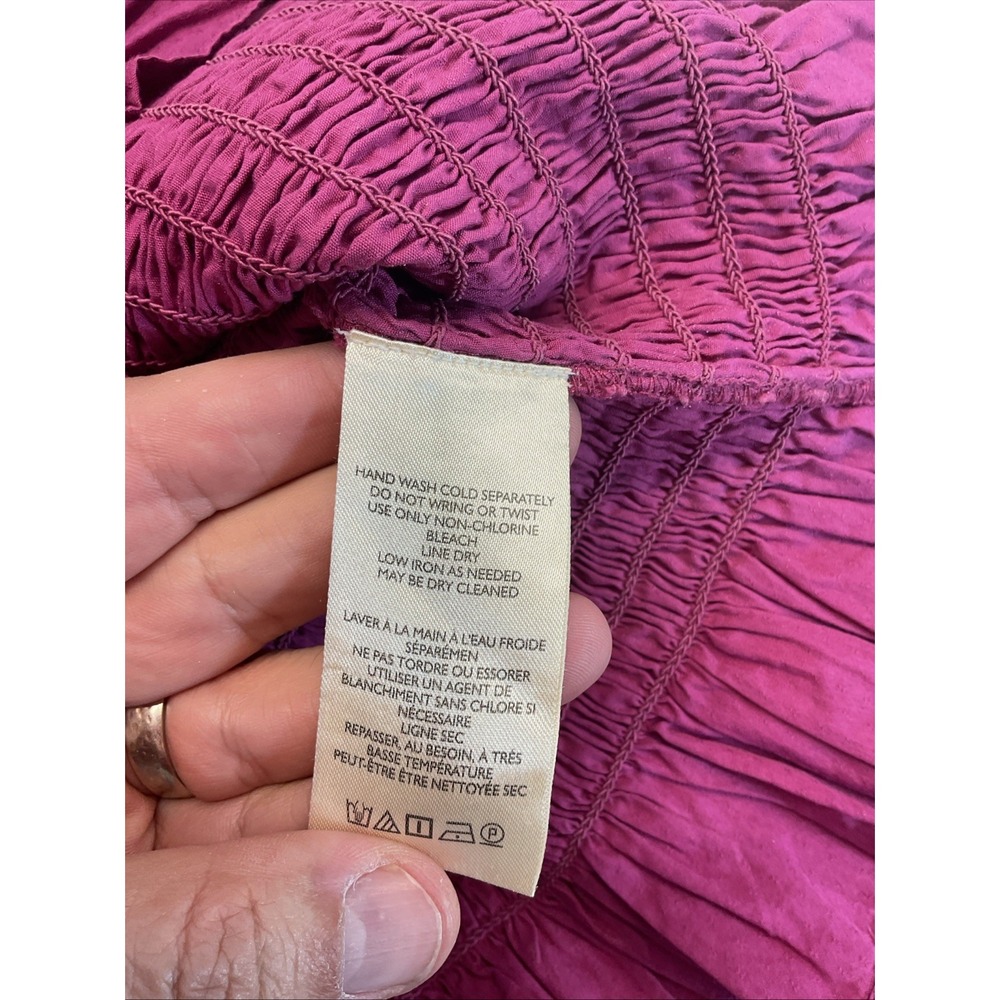 Anthropologie Size L Purple Smocked Ruffle Hem Stretch Cotton Mini Skirt - Picture 5 of 10